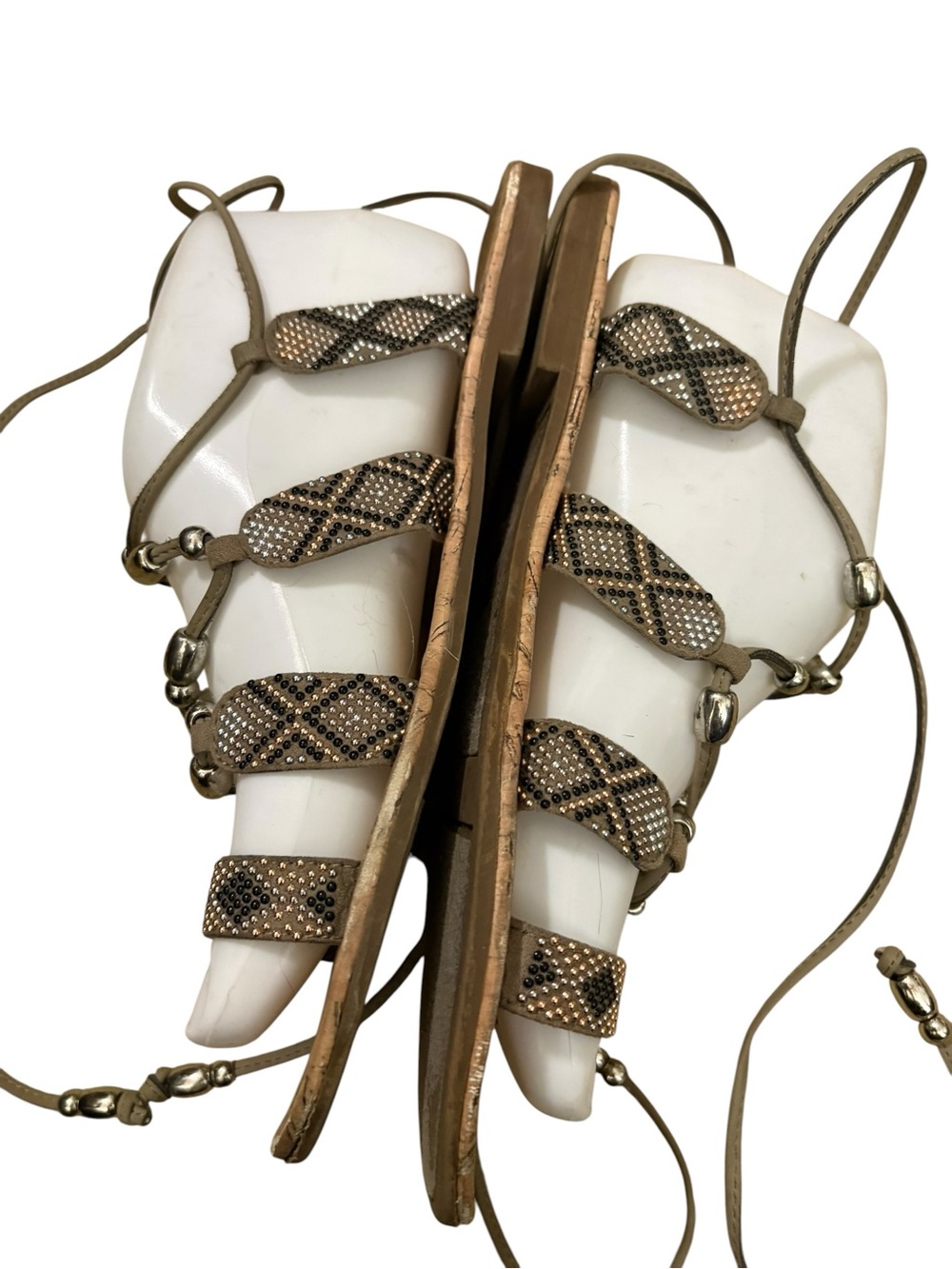 Sam & Libby Beaded Gladiator Wrap Sandals - Size 8.5 - Picture 5 of 9